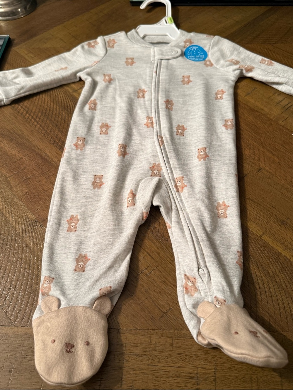 Carter's Cream Footed One-Piece with Tan Bear Print